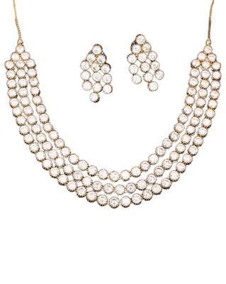 White cz diamond necklace set, mehendi polish finish, wedding wear jewelry 4