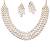 White cz diamond necklace set, mehendi polish finish, wedding wear jewelry