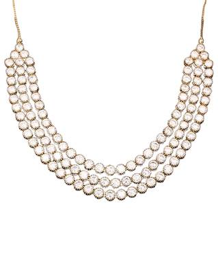 White cz diamond necklace set, mehendi polish finish, wedding wear jewelry 5