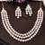 Rose gold finish white cz necklace set, sparkling bridal jewelry, 3-layer diamond look