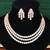 Rose gold finish white cz necklace set, sparkling bridal jewelry, 3-layer diamond look