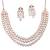 Rose gold finish white cz necklace set, sparkling bridal jewelry, 3-layer diamond look