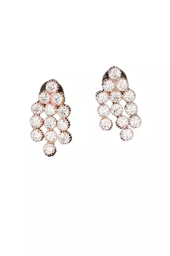 Rose gold finish white cz necklace set, sparkling bridal jewelry, 3-layer diamond look