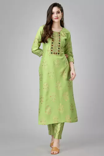  Women's Rayon Blend Floral Straight Printed Kurta Pant With Dupatta | kurta sets for woman