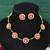 High gold polish meenakari lotus necklace set, pink floral motif jewelry, traditional enamel work