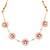 High gold polish meenakari lotus necklace set, pink floral motif jewelry, traditional enamel work