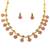 Floral inspired necklace set, high gold polish traditional green & red temple jewelry