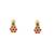 Floral inspired necklace set, high gold polish traditional green & red temple jewelry