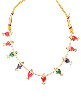 Meenakari heart shapd palakka necklace set, high gold polish, multicolor enamel jewelry 5