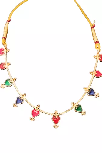 Meenakari heart shapd palakka necklace set, high gold polish, multicolor enamel jewelry