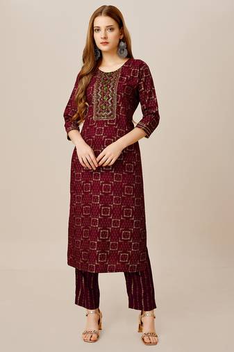  Women's Rayon Blend Floral Straight Printed Kurta Pant With Dupatta | kurta sets for woman