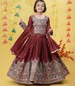 Trendy Vichitra Silk Embroidery work Maroon Readymade Lehenga Choli