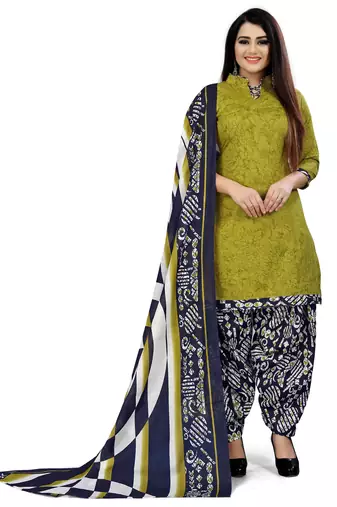 Multicolor cotton blend printed unstitched salwar suit material combo of 2