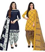Multicolor cotton blend printed unstitched salwar suit material combo of 2
