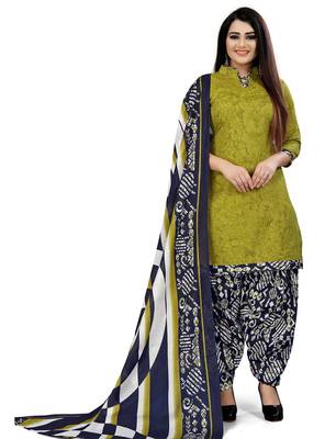 Multicolor cotton blend printed unstitched salwar suit material combo of 2 1