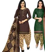 Multicolor cotton blend printed unstitched salwar suit material combo of 2
