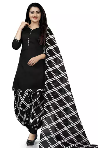 Multicolor cotton blend printed unstitched salwar suit material combo of 2