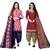 Multicolor cotton blend printed unstitched salwar suit material combo of 2
