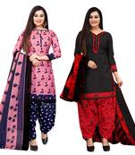 Multicolor cotton blend printed unstitched salwar suit material combo of 2