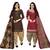Multicolor cotton blend printed unstitched salwar suit material combo of 2
