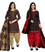 Multicolor cotton blend printed unstitched salwar suit material combo of 2