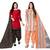 Multicolor cotton blend printed unstitched salwar suit material combo of 2