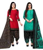 Multicolor cotton blend printed unstitched salwar suit material combo of 2