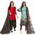 Multicolor cotton blend printed unstitched salwar suit material combo of 2