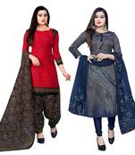 Multicolor cotton blend printed unstitched salwar suit material combo of 2