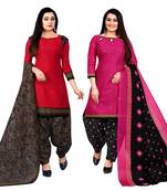 Multicolor cotton blend printed unstitched salwar suit material combo of 2