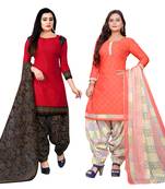 Multicolor cotton blend printed unstitched salwar suit material combo of 2