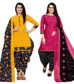Multicolor cotton blend printed unstitched salwar suit material combo of 2