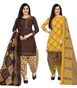 Multicolor cotton blend printed unstitched salwar suit material combo of 2
