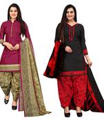 Multicolor cotton blend printed unstitched salwar suit material combo of 2