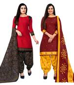Multicolor cotton blend printed unstitched salwar suit material combo of 2