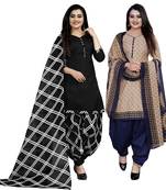 Multicolor cotton blend printed unstitched salwar suit material combo of 2