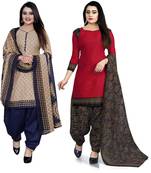 Multicolor cotton blend printed unstitched salwar suit material combo of 2