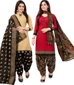 Multicolor cotton blend printed unstitched salwar suit material combo of 2
