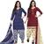 Multicolor cotton blend printed unstitched salwar suit material combo of 2