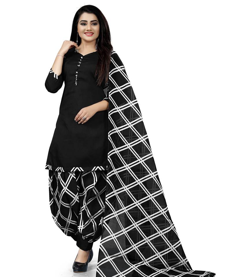 Multicolor cotton blend printed unstitched salwar suit material combo of 2