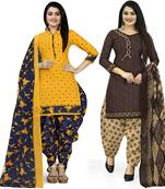 Multicolor cotton blend printed unstitched salwar suit material combo of 2