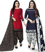 Multicolor cotton blend printed unstitched salwar suit material combo of 2