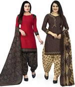Multicolor cotton blend printed unstitched salwar suit material combo of 2