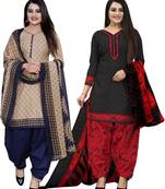 Multicolor cotton blend printed unstitched salwar suit material combo of 2