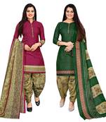 Multicolor cotton blend printed unstitched salwar suit material combo of 2