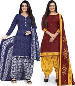 Multicolor cotton blend printed unstitched salwar suit material combo of 2