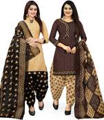 Multicolor cotton blend printed unstitched salwar suit material combo of 2