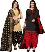 Multicolor cotton blend printed unstitched salwar suit material combo of 2
