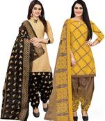 Multicolor cotton blend printed unstitched salwar suit material combo of 2