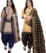 Multicolor cotton blend printed unstitched salwar suit material combo of 2